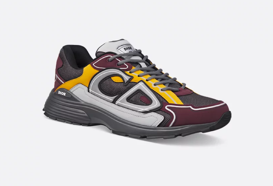 Dior B30 SneakerDeep Gray Mesh with Burgundy, Yellow and Gray Technical Fabric